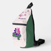 Sac À Bandoulière Papillons aux fleurs mignons Nom du Doodle (Coin droit)