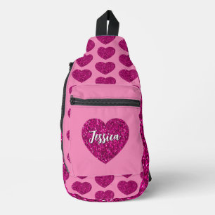Sac À Bandoulière Parties scintillant coeur rose chaud motif étincel