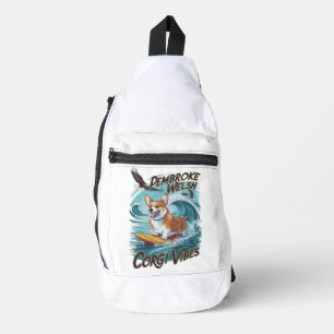 Sac À Bandoulière Pembroke Welsh Corgi Surfer Tackers Épic Vague