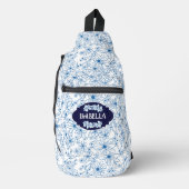 Sac À Bandoulière Personalized Name Feminine Blue Floral Pattern (Recto)