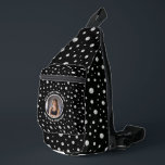 Sac À Bandoulière Personalized Photo with Pearls Circle on Black<br><div class="desc">A personalized photo design with Pearls Circle on a black background sprinkled with pearls. Perfect for gifts, accessories, and elegant everyday items.
You must know that you get a photo!</div>