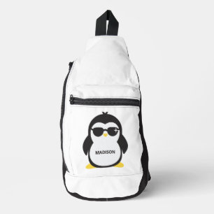 Sac À Bandoulière Pingouin cool de nom personnalisé