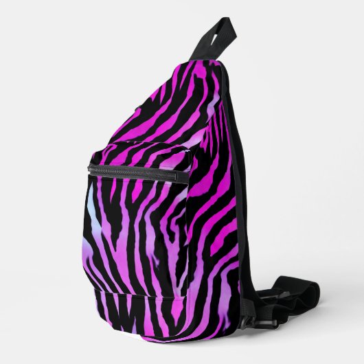 Sac À Bandoulière Pink Zebra Tiger Stripe motif de peau d'animal sau (Coin droit)