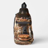 Sac À Bandoulière "Pizza Paw-ty : Quatre Chats Creusent !" (Recto)