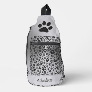 Sac À Bandoulière Poches de chien noir et blanc Pointe Polka en méta