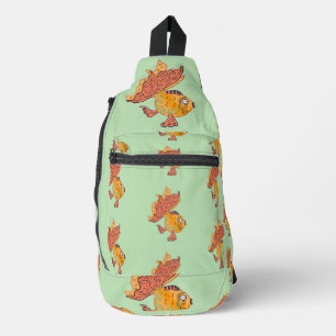 Sac À Bandoulière Poisson rouge d'art populaire fantaisiste Fantai
