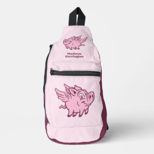 Sac À Bandoulière Porcs volants de nom personnalisé