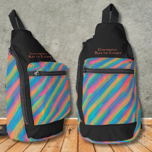 Sac À Bandoulière Rayons de lumière colorés tombant dans l'obscurité