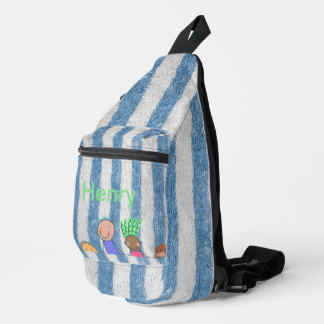 Sac À Bandoulière Rayure bleue personnalisée
