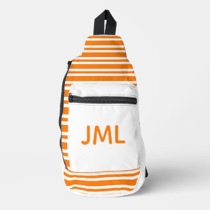 Sac À Bandoulière Rayures blanches orange motif personnalisé