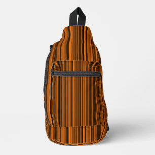 Sac À Bandoulière Rayures Marron Noir Orange