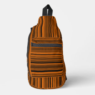 Sac À Bandoulière Rayures Marron Noir Orange