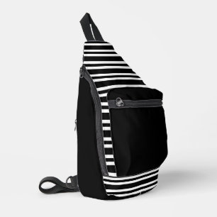 Sac À Bandoulière Rayures noires et blanches motif sans couture