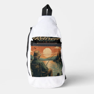 Sac À Bandoulière 'Retraité et non expiré' Pêche vintage