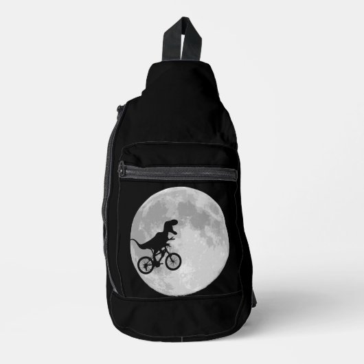 Sac À Bandoulière Retro 80s Dinosaur vélo et lune (Recto)