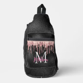 Sac À Bandoulière Rose chic noir goutte à goutte monogramme imprimé (Recto)