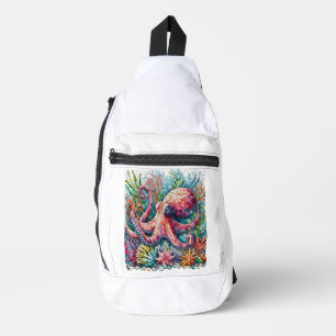 Sac À Bandoulière Sauts rythmiques de pieuvre sur tambours
