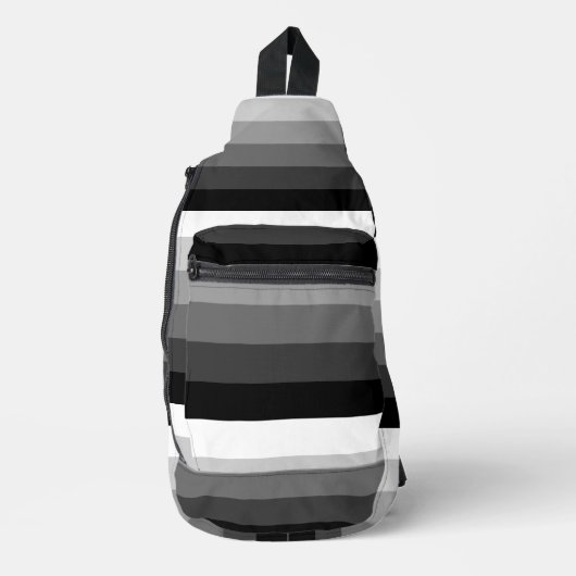 Sac À Bandoulière Sling Bag - Black White Grey Stripes (Recto)