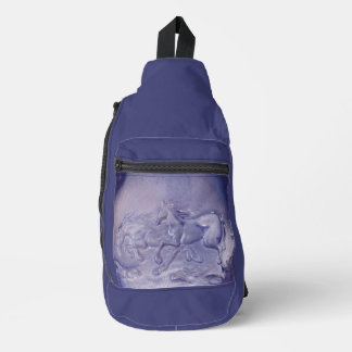 Sac À Bandoulière Sling Bag -  Running Horses on Blue