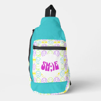 Sac À Bandoulière "SM ;)E" (Violet) Et Emojis Souriants