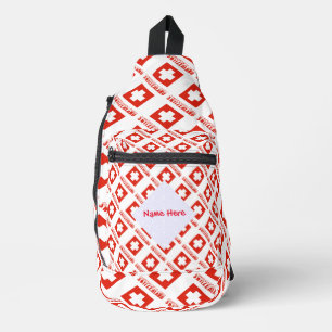 Sac À Bandoulière Suisse Drapeau Suisse Carrelé Rouge Personnalisati