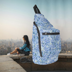 Sac À Bandoulière Superbes hydrangées bleues - motif floral