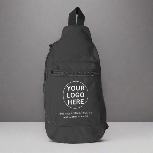 Sac À Bandoulière Texte et logo l Promotion Marque Entreprise Gris