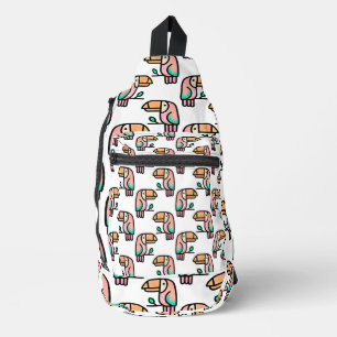 Sac À Bandoulière toucan oiseau de la jungle pastel arc-en-ciel moti