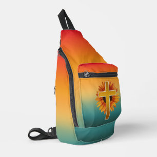 Sac À Bandoulière Tournesol chrétien de croix de coucher de soleil v