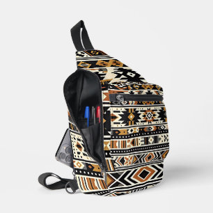 Sac À Bandoulière Tribal géométrique ton terrestre