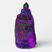 Sac À Bandoulière Trippy Black et Magenta Retro Liquid Swirl (Recto)