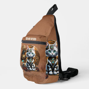 Sac À Bandoulière Un petit chaton mignon dans un style steampunk.