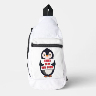 Sac À Bandoulière Un pingouin tenant un panneau avec un texte person