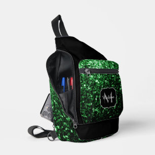 Sac À Bandoulière Vert foncé faux paillettes scintillent Monogramme