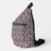 Sac à bandoulière vert mousse avec fleurs violette (Coin droit)