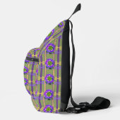 Sac à bandoulière vert mousse avec fleurs violette (Droite)
