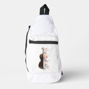 Sac À Bandoulière Violon parmi les fleurs. Bouquet de fleurs.