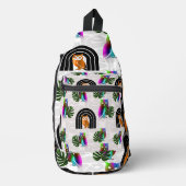 Sac À Bandoulière Whimsical Boho Owl & Tropical Monstera Leaf (Recto)