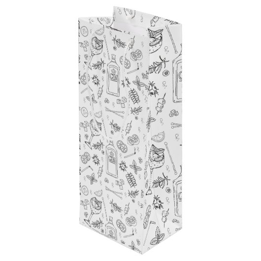 Sac à bouteille Gin and Tonic Doodle Cocktail Part (Dos Angle)