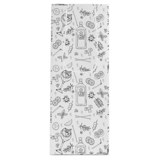 Sac à bouteille Gin and Tonic Doodle Cocktail Part (Devant)