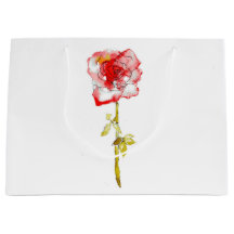 Sac à cadeau aquarelle et rose à l'encre