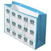 Sac à cadeau grand bleu bébé Joyeux Anniversaire (Devant Angle)