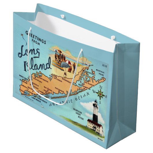 Sac à cadeau rétro grande taille de Long Island (Devant Angle)