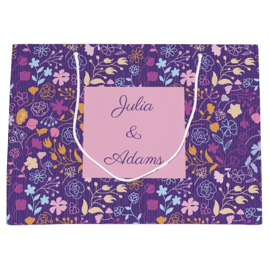 Sac à cadeaux Rose & Fleurs (Devant)