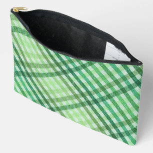 Sac à cosmétiques à carreaux verts imprimés