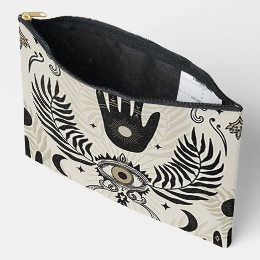 Sac à cosmétiques avec impression d'œil maléfique (Ouvrir)