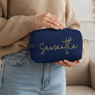 Sac à cosmétiques bleu avec nom personnalisé pour 