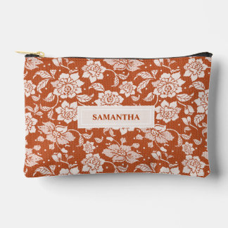 Sac à cosmétiques en dentelle orange rouille autom