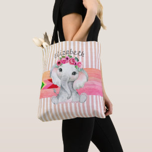 Sac à couches pour éléphants rose et gris moderne