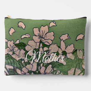Sac à coudre à motif vert de fleur rose